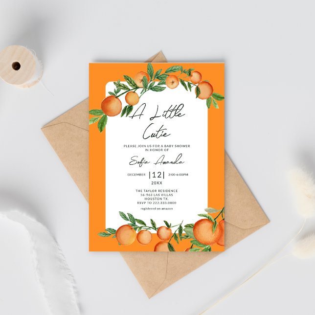 Invitation Baby shower d'agrumes à l'eau orange de Little Cut (Créateur téléchargé)