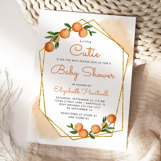 Invitation Baby shower d'agrumes de Little Cutie orange (Créateur téléchargé)