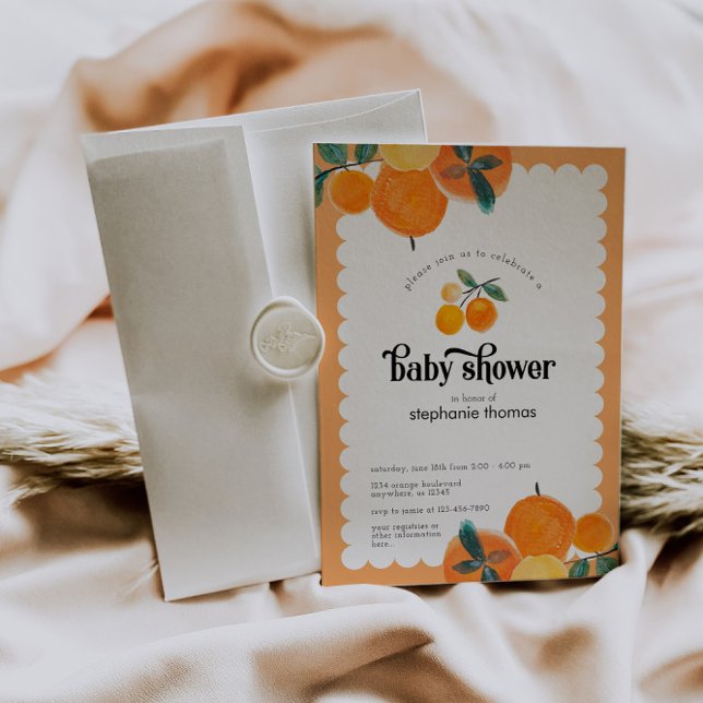 Invitation Baby shower d'agrumes orange (Créateur téléchargé)