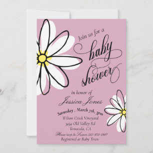 Invitation Baby shower Daisy Daisy moderne manuscrit