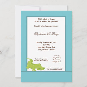 Invitation Baby shower d'Aligator bleu 5x7
