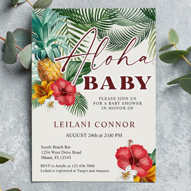 Invitation Baby shower d'Aloha à ananas hawaïen tropical (Créateur téléchargé)