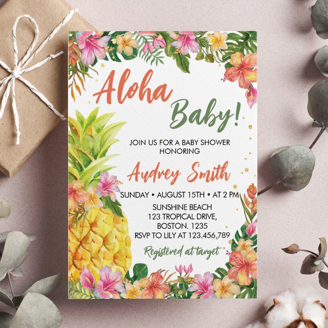 Invitation Baby shower d'Aloha Tropical Floral Summer (Créateur téléchargé)