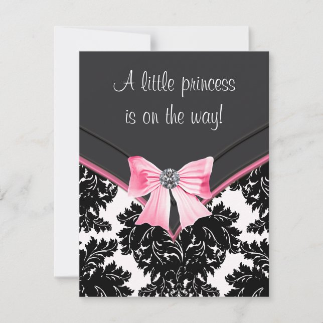 Invitation Baby shower Damas rose et noir (Devant)