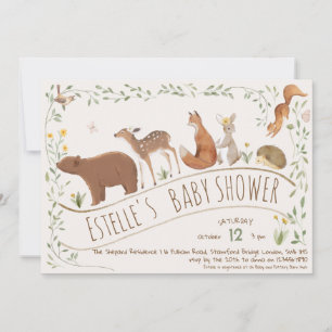 Invitation Baby shower d'amis de la forêt