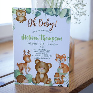 Invitation Baby shower d'amis de la forêt