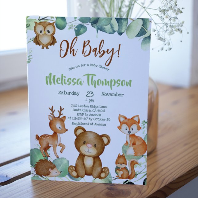 Invitation Baby shower d'amis de la forêt (Créateur téléchargé)