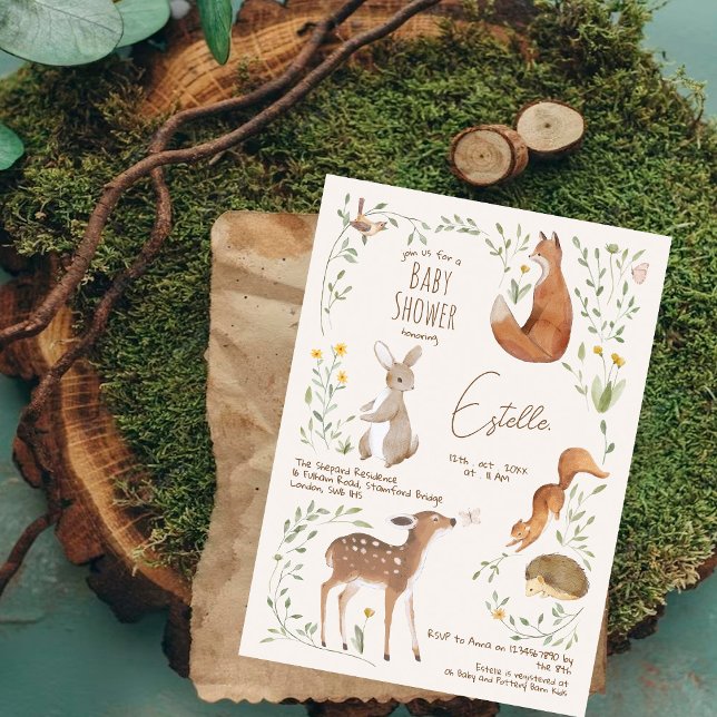 Invitation Baby shower d'amis de la forêt (Créateur téléchargé)