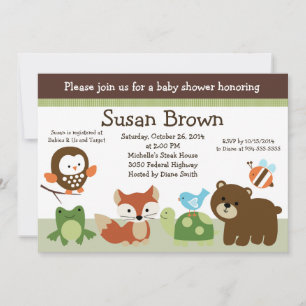 Invitation Baby shower d'amis des animaux forestie