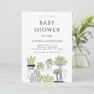 Invitation Baby shower d'amour Plante Plante à pots verts