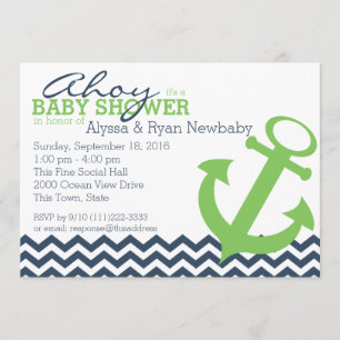 Invitation Baby shower d'Ancre Nautical Zigzag