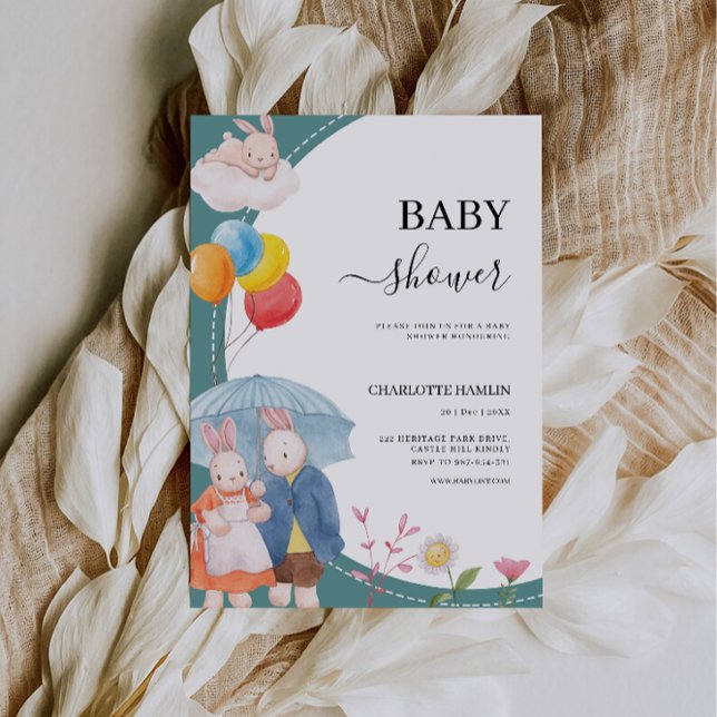 Invitation Baby shower d'animaux adorables (Adorable Animals Baby Shower Invitation)