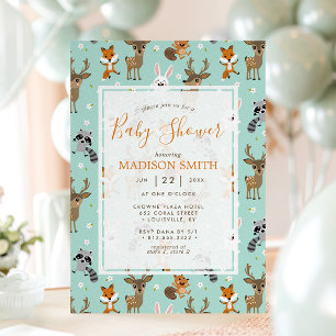 Invitation Baby shower d'animaux de bois mignons