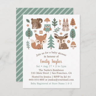 Invitation Baby shower d'animaux de bois rustiques mignons