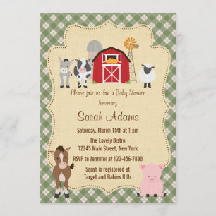 Invitation Baby shower d'animaux de ferme Rustic