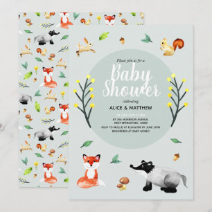Invitation Baby shower d'animaux de forêt rustique