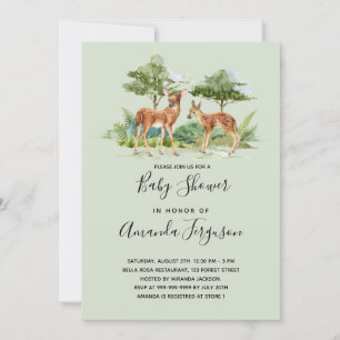 Invitation Baby shower d'animaux de la forêt de cerfs