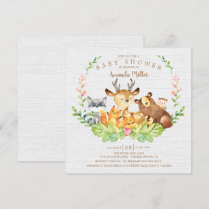 Invitation Baby shower d'animaux de la forêt douce