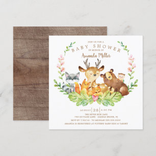 Invitation Baby shower d'animaux de la forêt douce