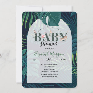 Invitation Baby shower d'animaux de la jungle Feuille de palm