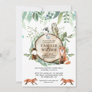 Invitation Baby shower d'animaux rustiques en bois