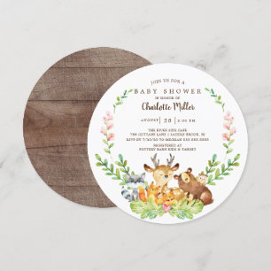 Invitation Baby shower d'animaux rustiques en bois