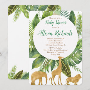Invitation Baby shower d'animaux Safari
