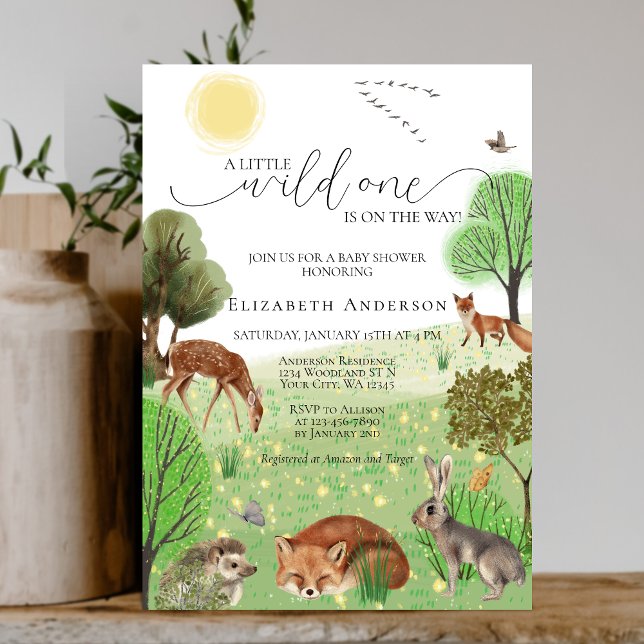 Invitation Baby shower d'animaux sauvages colorés (Créateur téléchargé)