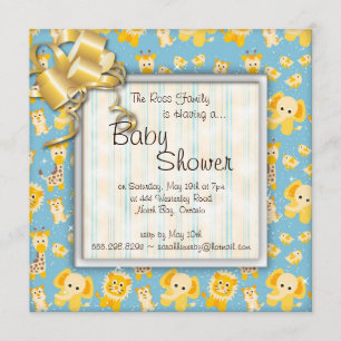 Invitation Baby shower d'animaux sauvages de girafe de lion