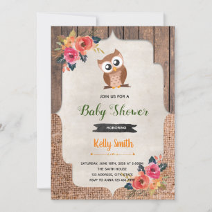 Invitation Baby shower d'anniversaire de chouette d'automne