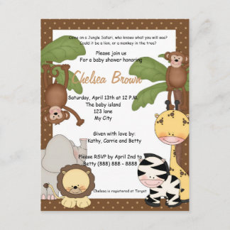 Invitation baby shower d'anniversaire du safari da