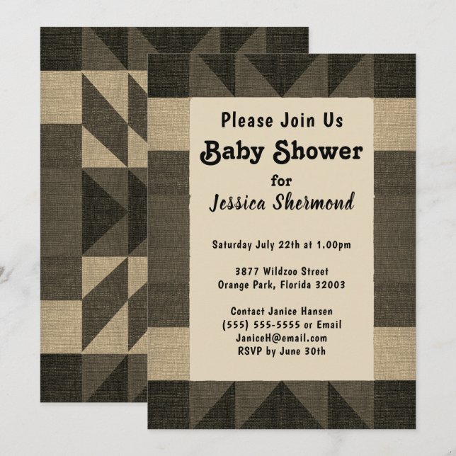 Invitation Baby shower d'antiquités Abstrait de la tribu Azte (Devant / Derrière)