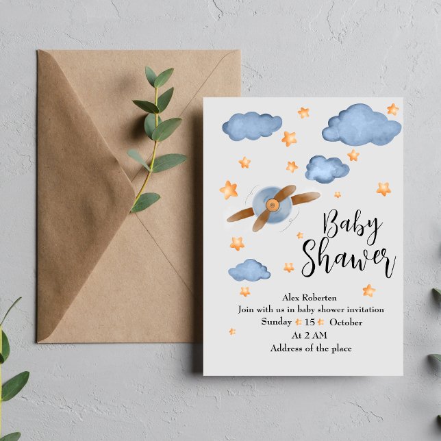 Invitation Baby shower d'aquarelle (Créateur téléchargé)