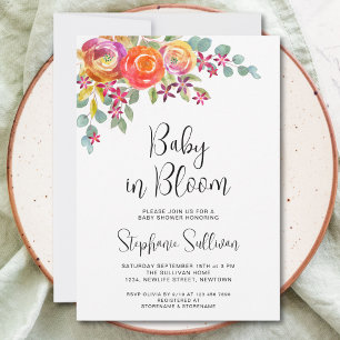 Invitation Baby shower d'aquarelle à automne floral