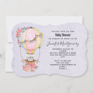Invitation Baby shower d'aquarelle à bulle d'air chaud