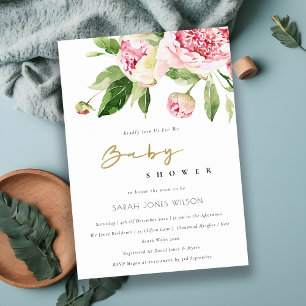 Invitation Baby shower d'aquarelle à pigmentation douce