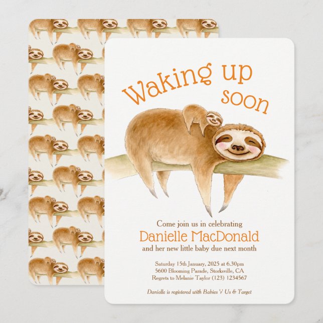 Invitation Baby shower d'aquarelle animal mignon (Devant / Derrière)