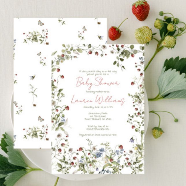Invitation Baby shower d'aquarelle Berry Sweet Fleur sauvage (Baby Shower Invitation!)