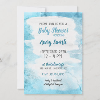 Invitation Baby shower d'aquarelle bleu