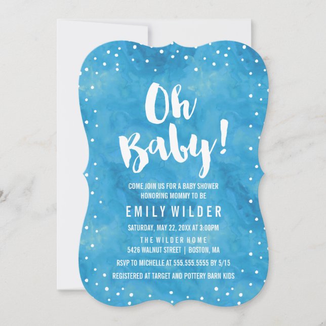 Invitation Baby shower d'aquarelle bleu bébé (Devant)