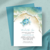 Baby shower d'aquarelle bleu de la tortue côtière