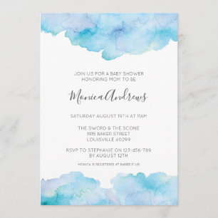 Invitation Baby shower d'aquarelle bleu mer