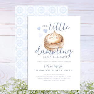 Invitation Baby shower d'aquarelle Blue Little Dumpling Invit