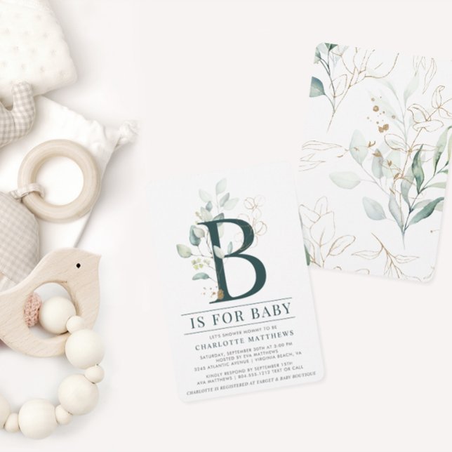 Invitation Baby shower d'aquarelle botanique d'Eucalyptus (Créateur téléchargé)