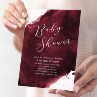 Invitation Baby shower d'aquarelle Bourgogne