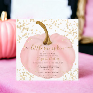 Invitation Baby shower d'aquarelle citrouille parties scintil