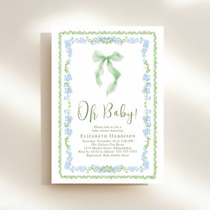 Invitation Baby shower d'aquarelle Cute Coquette Bow