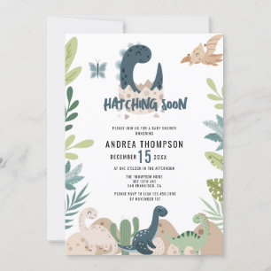 Invitation Baby shower d'aquarelle Cute Dinosaur