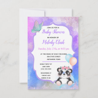 Invitation Baby shower d'aquarelle Cute Panda Bear
