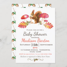 Baby shower d'aquarelle d'automne en bois d'écureu